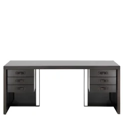 Galimberti Nino Desk & Writing Tables<Kobe cocoa glossy lacquered finish ash wood 6-Drawer Desk