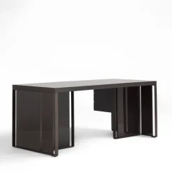 Galimberti Nino Desk & Writing Tables<Kobe cocoa glossy lacquered finish ash wood 6-Drawer Desk