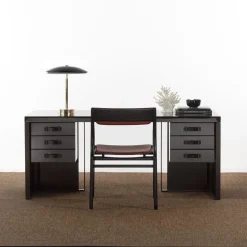 Galimberti Nino Desk & Writing Tables<Kobe cocoa glossy lacquered finish ash wood 6-Drawer Desk