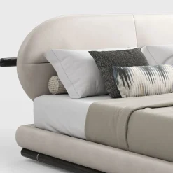 CPRN Homood Beds<Kokò beige leather and wood bed