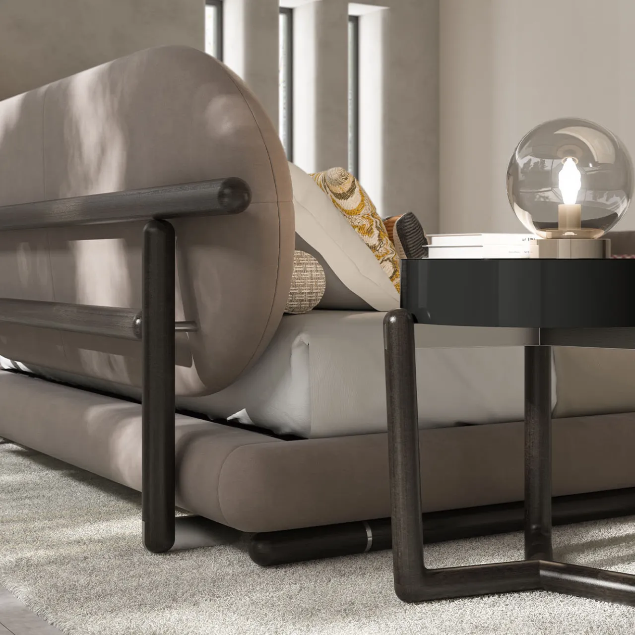 CPRN Homood Beds<Kokò beige leather and wood bed
