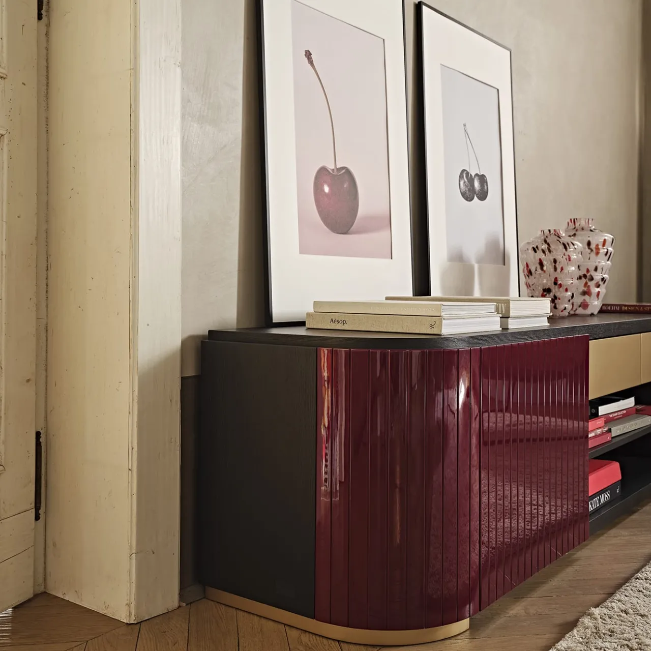 Black Tie Sideboards Buffets<Kota Amaranth & Moka-Finished Ash TV Stand