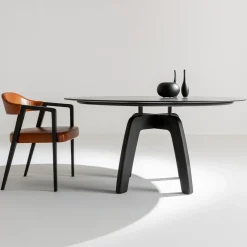 Laura Meroni Chairs<Kris Black Dyed Ash Chair with Leather Seat