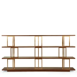 Borzalino Bookcases<Kris Walnut and Brass Bookcase