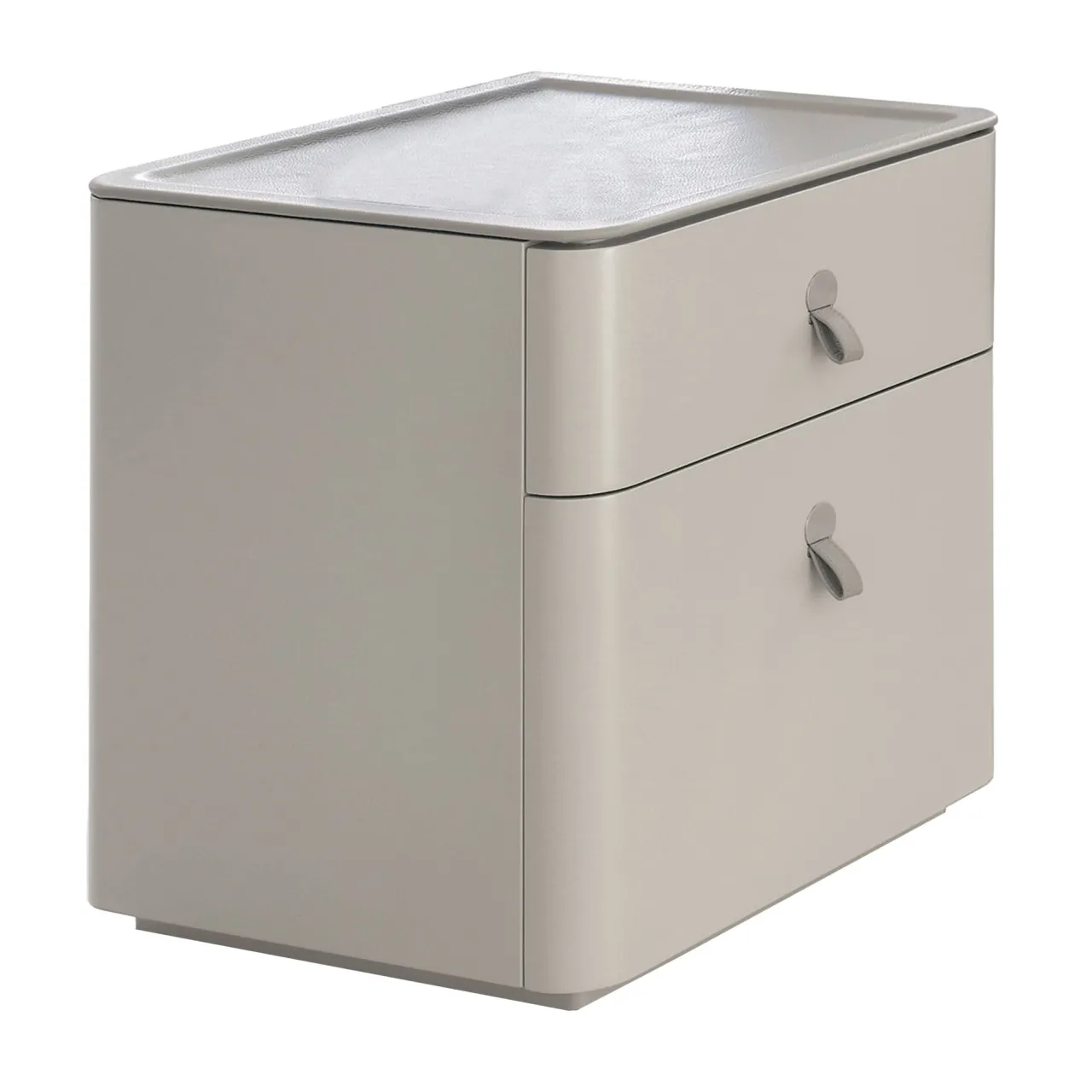 Alivar Nightstands<Kube Taupe leather Bedside Table