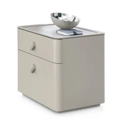 Alivar Nightstands<Kube Taupe leather Bedside Table