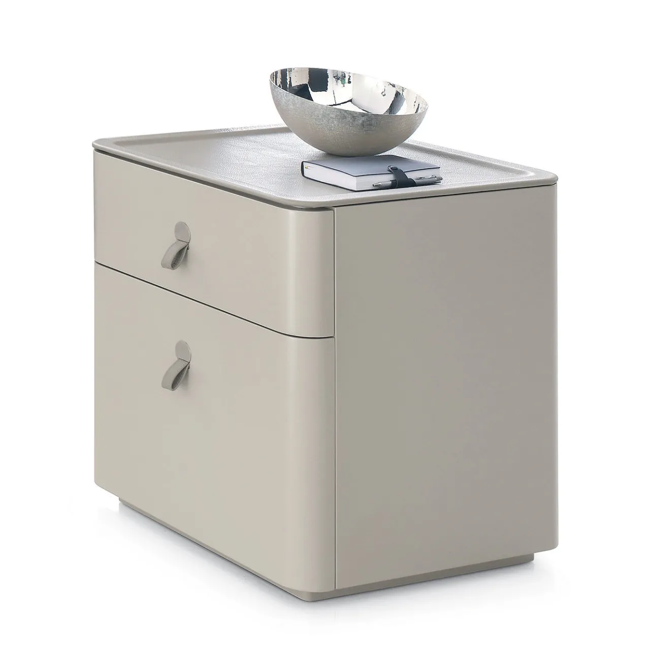 Alivar Nightstands<Kube Taupe leather Bedside Table