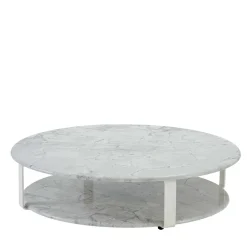 Versace Home Outdoor Coffee Tables<La Greca Large Round Super White Marble Outdoor Coffee Table