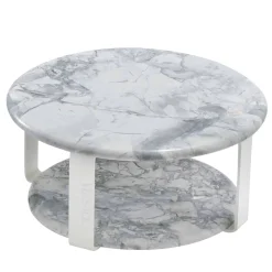 Versace Home Outdoor Coffee Tables<La Greca Small Round Super White Marble Outdoor Coffee Table
