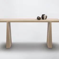 Giobagnara Consoles<La Linea Beige Leather Console