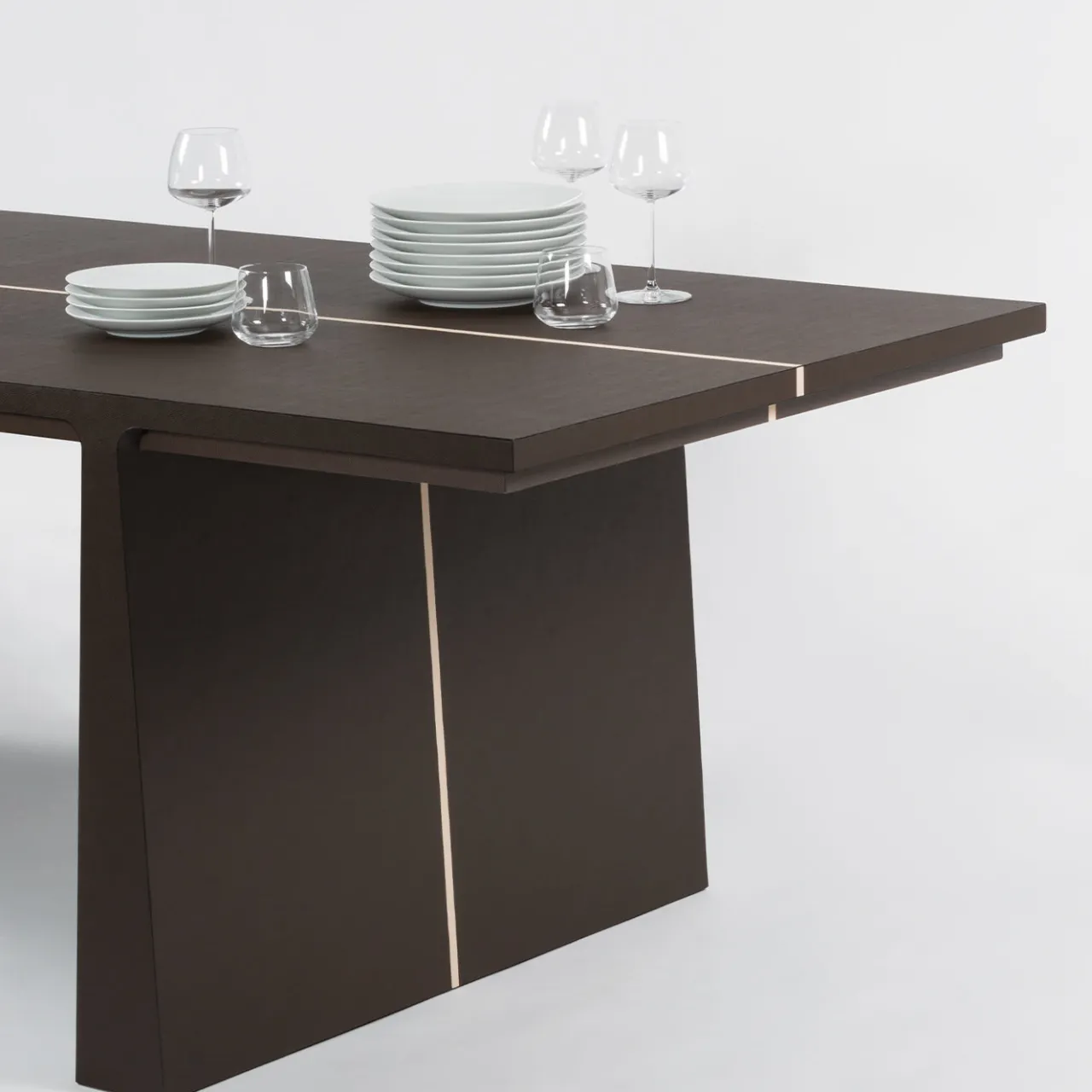 Giobagnara Desk & Writing Tables<La Linea Brown Leather Desk/Dining Table