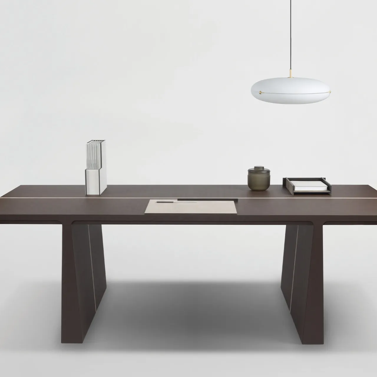 Giobagnara Desk & Writing Tables<La Linea Brown Leather Desk/Dining Table