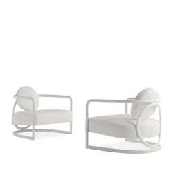 Versace Home Outdoor Coffee Tables<La Medusa Round White Soft Touch Metal Outdoor Armchair