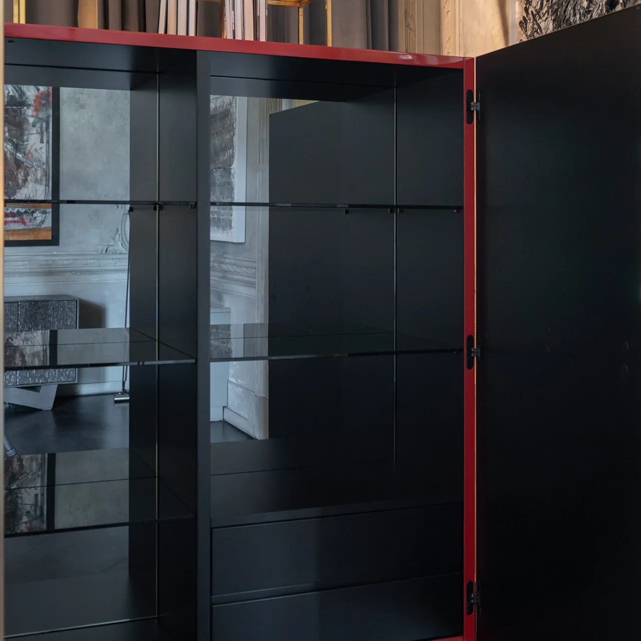 Monica Gasperini Cabinets<La Roue Black and Red Cabinet