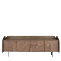 Morica Design Sideboards Buffets<Lacquered oxidized bronze INTARSIO Sideboard with Hand-Inlaid Canaletto Walnut Shell