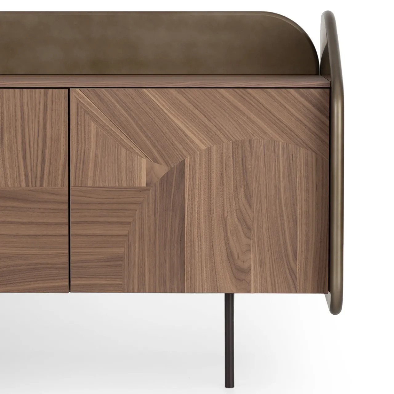 Morica Design Sideboards Buffets<Lacquered oxidized bronze INTARSIO Sideboard with Hand-Inlaid Canaletto Walnut Shell