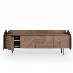 Morica Design Sideboards Buffets<Lacquered oxidized bronze INTARSIO Sideboard with Hand-Inlaid Canaletto Walnut Shell