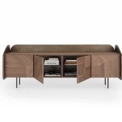 Morica Design Sideboards Buffets<Lacquered oxidized bronze INTARSIO Sideboard with Hand-Inlaid Canaletto Walnut Shell