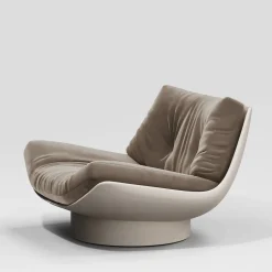 Secolo Lounge Chairs<Lalea Nabuk pine cone & lamb GR leather Lounge Chair by Artefatto Design Studio