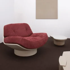 Secolo Lounge Chairs<Lalea Red nabuk & white leather Lounge Chair by Artefatto Design Studio