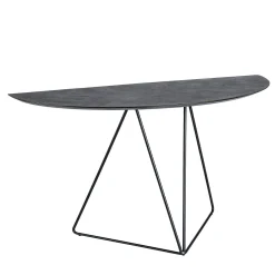 Disain 1971 Consoles<Lama Medium Semi-Ellipse Console Table With Dark Brown Spatulated Resin Top