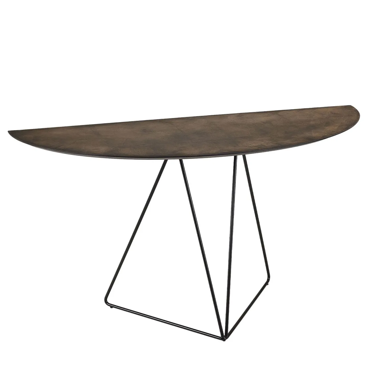 Disain 1971 Consoles<Lama Medium Semi-Ellipse Console Table With Bronze Spatulated Resin Top