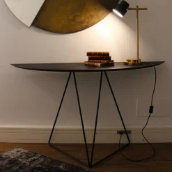 Disain 1971 Consoles<Lama Medium Semi-Ellipse Console Table With Bronze Spatulated Resin Top