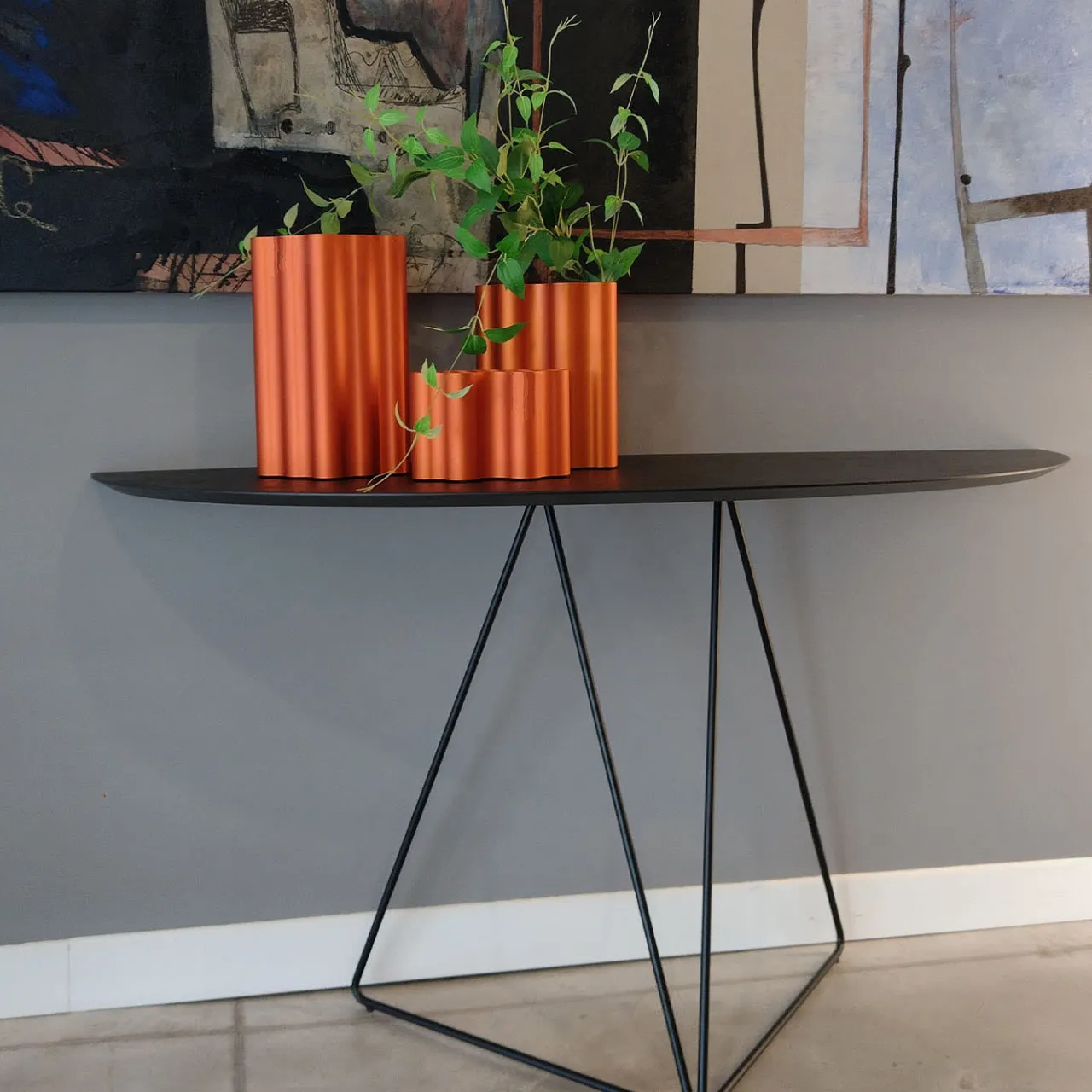 Disain 1971 Consoles<Lama Medium Semi-Ellipse Console Table With Bronze Spatulated Resin Top