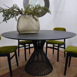 Disain 1971 Dining Tables<Lama Round Dining Table Decorated With Dark Brown Spatulated Resin