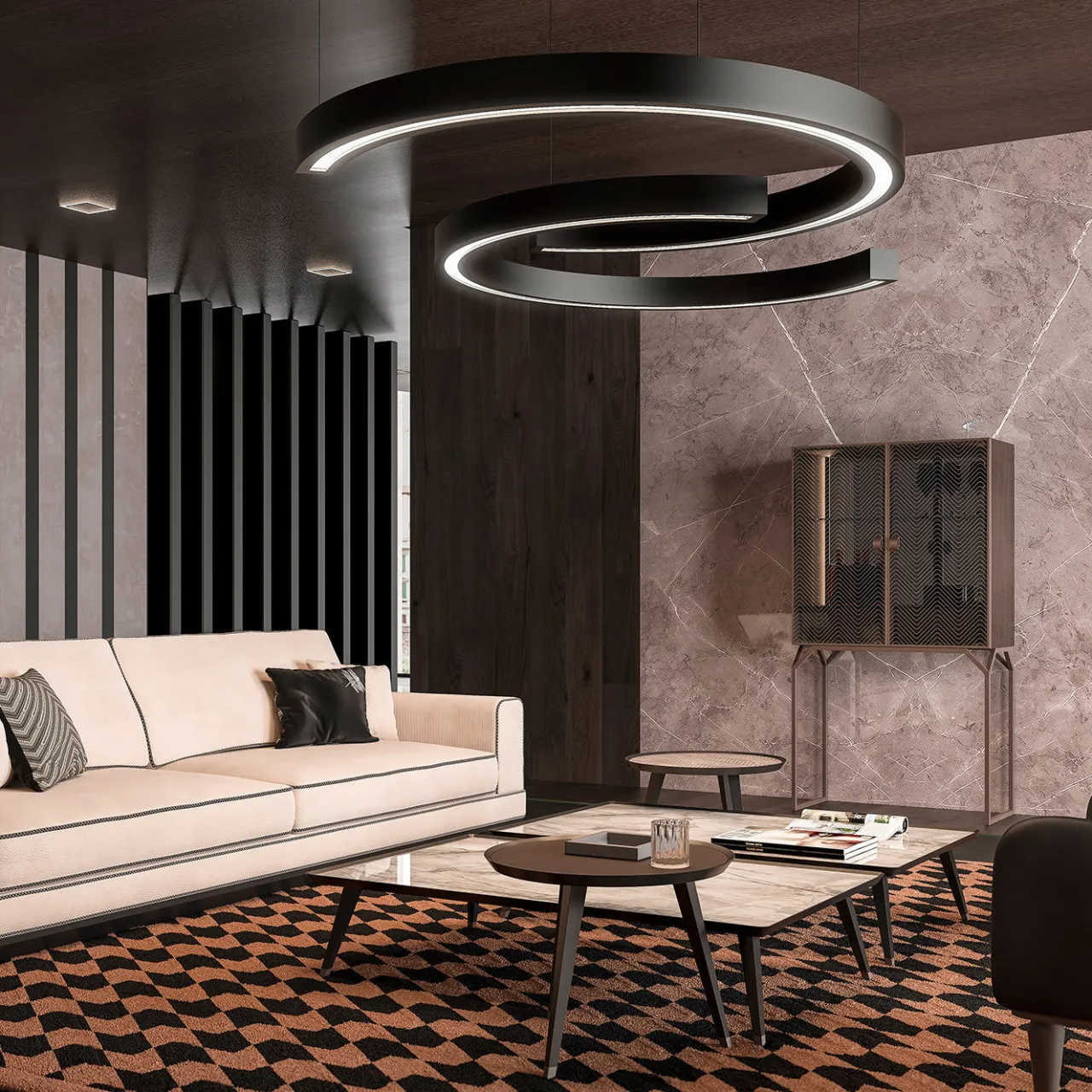 CPRN Homood Coffee Tables<Large Marble and Velvet Coffee Table
