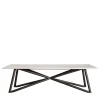 Veltha Outdoor Stone Design Outdoor Dining Tables<Larte 260 Recatangular travertine stone and brown steel outdoor dining table