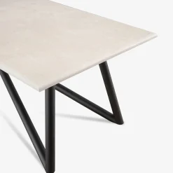 Veltha Outdoor Stone Design Outdoor Dining Tables<Larte 260 Recatangular travertine stone and brown steel outdoor dining table