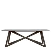 Veltha Outdoor Stone Design Outdoor Dining Tables<Larte 200 Rectangular Gray Peperino Stone and Brown Steel Outdoor Dining Table