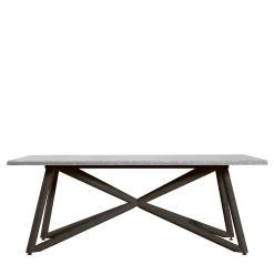 Veltha Outdoor Stone Design Outdoor Dining Tables<Larte 200 Rectangular Gray Peperino Stone and Brown Steel Outdoor Dining Table