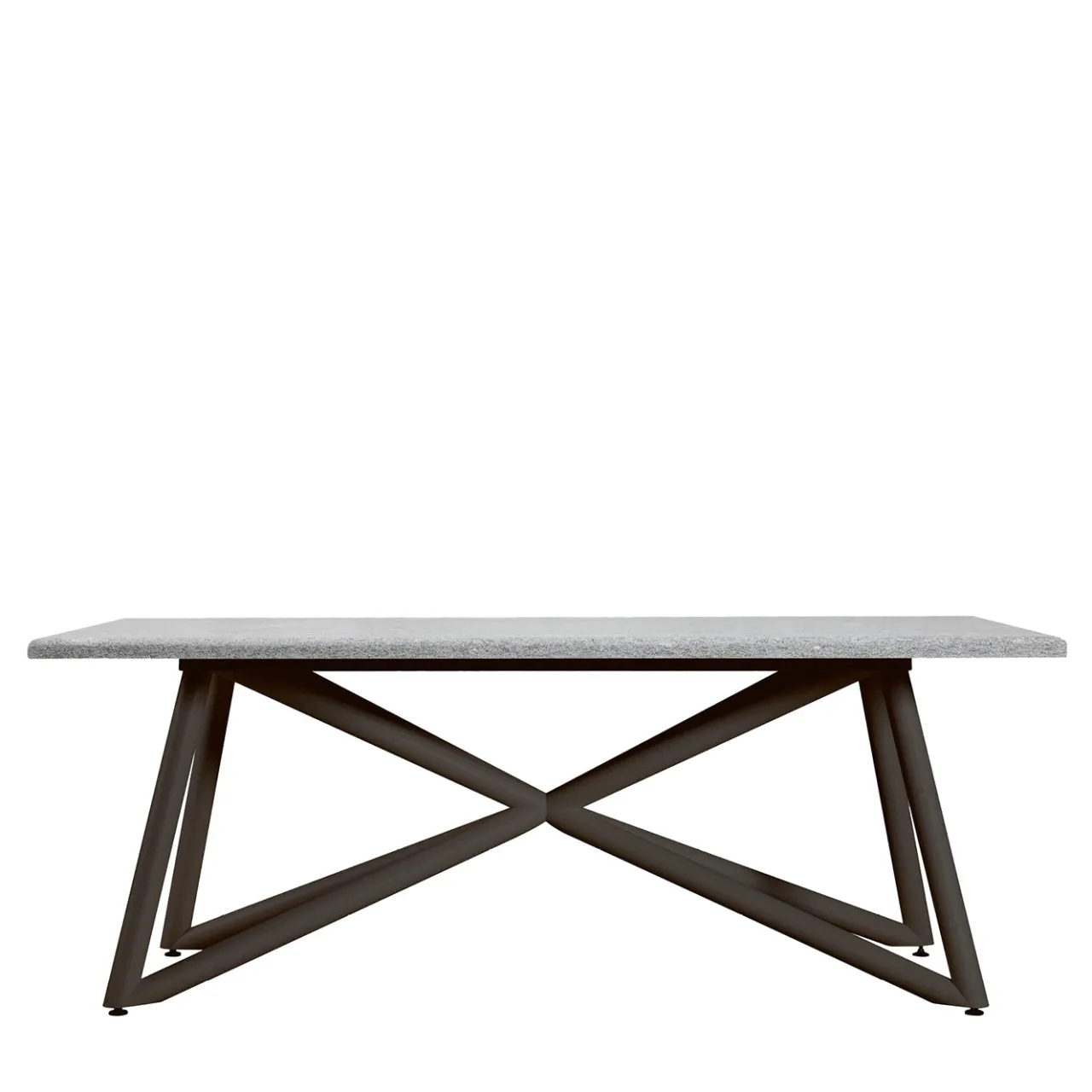 Veltha Outdoor Stone Design Outdoor Dining Tables<Larte 200 Rectangular Gray Peperino Stone and Brown Steel Outdoor Dining Table
