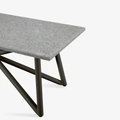 Veltha Outdoor Stone Design Outdoor Dining Tables<Larte 200 Rectangular Gray Peperino Stone and Brown Steel Outdoor Dining Table