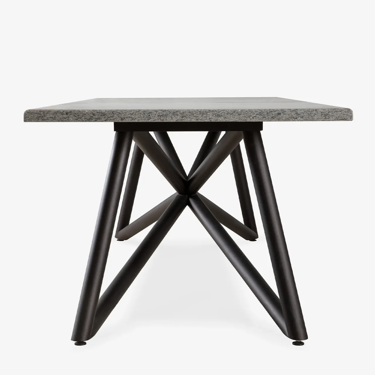 Veltha Outdoor Stone Design Outdoor Dining Tables<Larte 200 Rectangular Gray Peperino Stone and Brown Steel Outdoor Dining Table