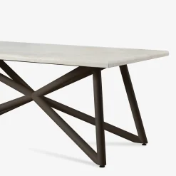 Veltha Outdoor Stone Design Outdoor Dining Tables<Larte 200 rectangular travertine stone and brown steel outdoor dining table