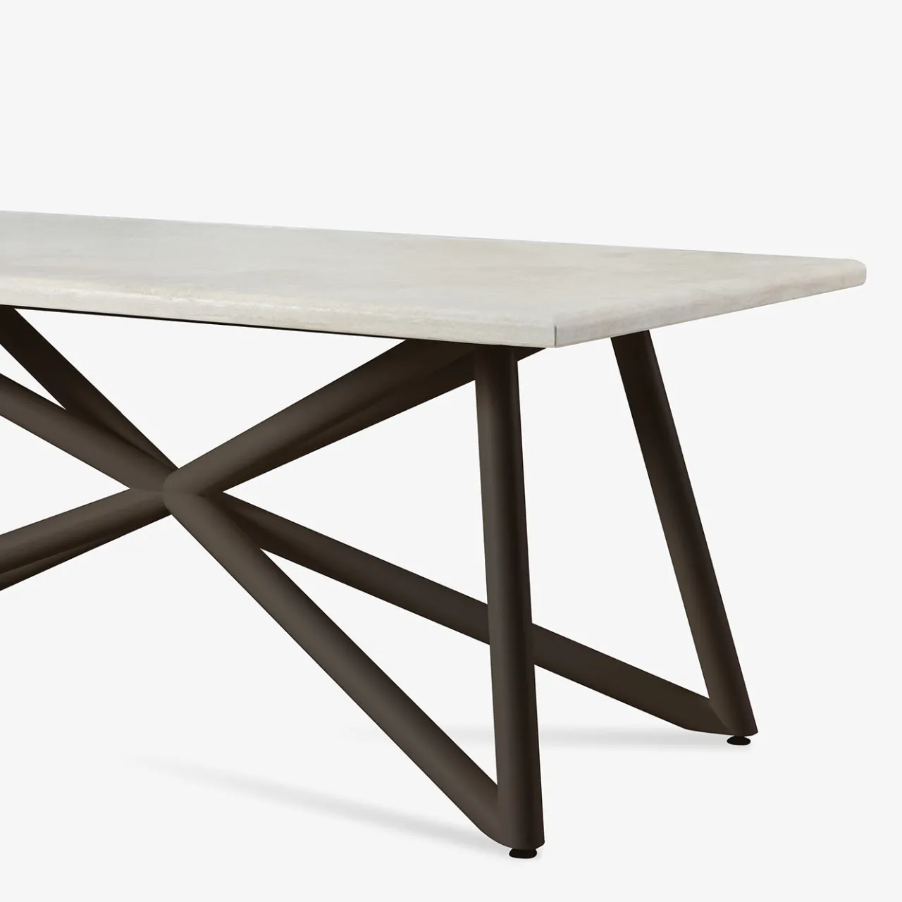 Veltha Outdoor Stone Design Outdoor Dining Tables<Larte 200 rectangular travertine stone and brown steel outdoor dining table