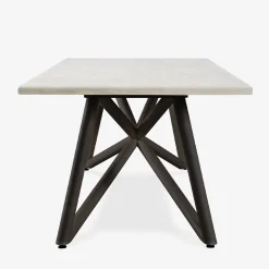Veltha Outdoor Stone Design Outdoor Dining Tables<Larte 200 rectangular travertine stone and brown steel outdoor dining table