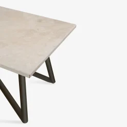 Veltha Outdoor Stone Design Outdoor Dining Tables<Larte 200 rectangular travertine stone and brown steel outdoor dining table