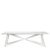 Veltha Outdoor Stone Design Outdoor Dining Tables<Larte 260 Rectangular White Carrara Marble and White Steel Outdoor Dining Table