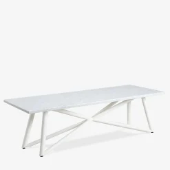 Veltha Outdoor Stone Design Outdoor Dining Tables<Larte 260 Rectangular White Carrara Marble and White Steel Outdoor Dining Table