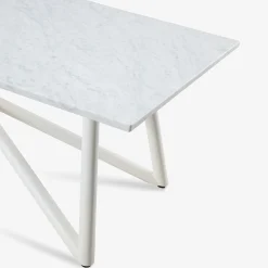 Veltha Outdoor Stone Design Outdoor Dining Tables<Larte 260 Rectangular White Carrara Marble and White Steel Outdoor Dining Table