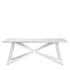 Veltha Outdoor Stone Design Outdoor Dining Tables<Larte 200 Rectangular white carrara Marble and steel Outdoor Dining Table