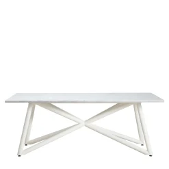 Veltha Outdoor Stone Design Outdoor Dining Tables<Larte 200 Rectangular white carrara Marble and steel Outdoor Dining Table