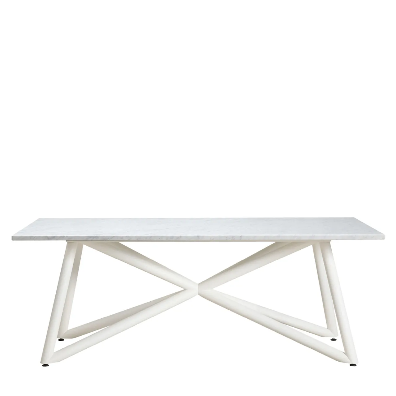 Veltha Outdoor Stone Design Outdoor Dining Tables<Larte 200 Rectangular white carrara Marble and steel Outdoor Dining Table