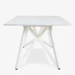 Veltha Outdoor Stone Design Outdoor Dining Tables<Larte 200 Rectangular white carrara Marble and steel Outdoor Dining Table