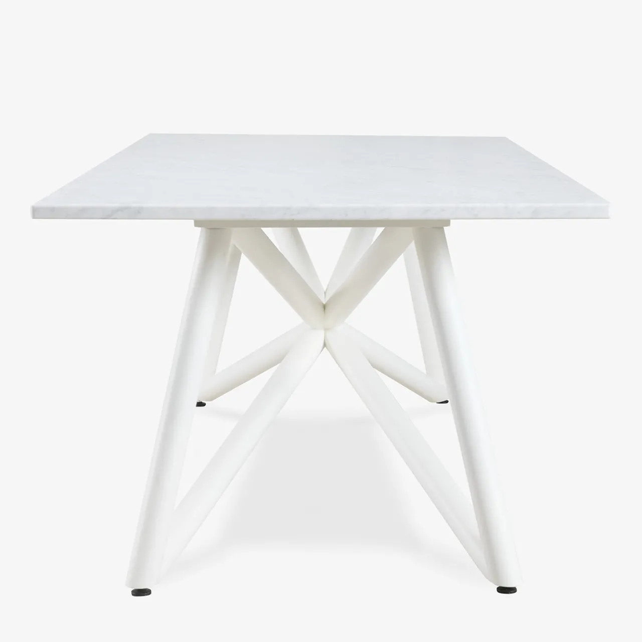 Veltha Outdoor Stone Design Outdoor Dining Tables<Larte 200 Rectangular white carrara Marble and steel Outdoor Dining Table
