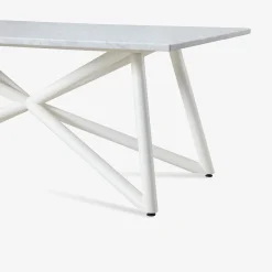 Veltha Outdoor Stone Design Outdoor Dining Tables<Larte 200 Rectangular white carrara Marble and steel Outdoor Dining Table